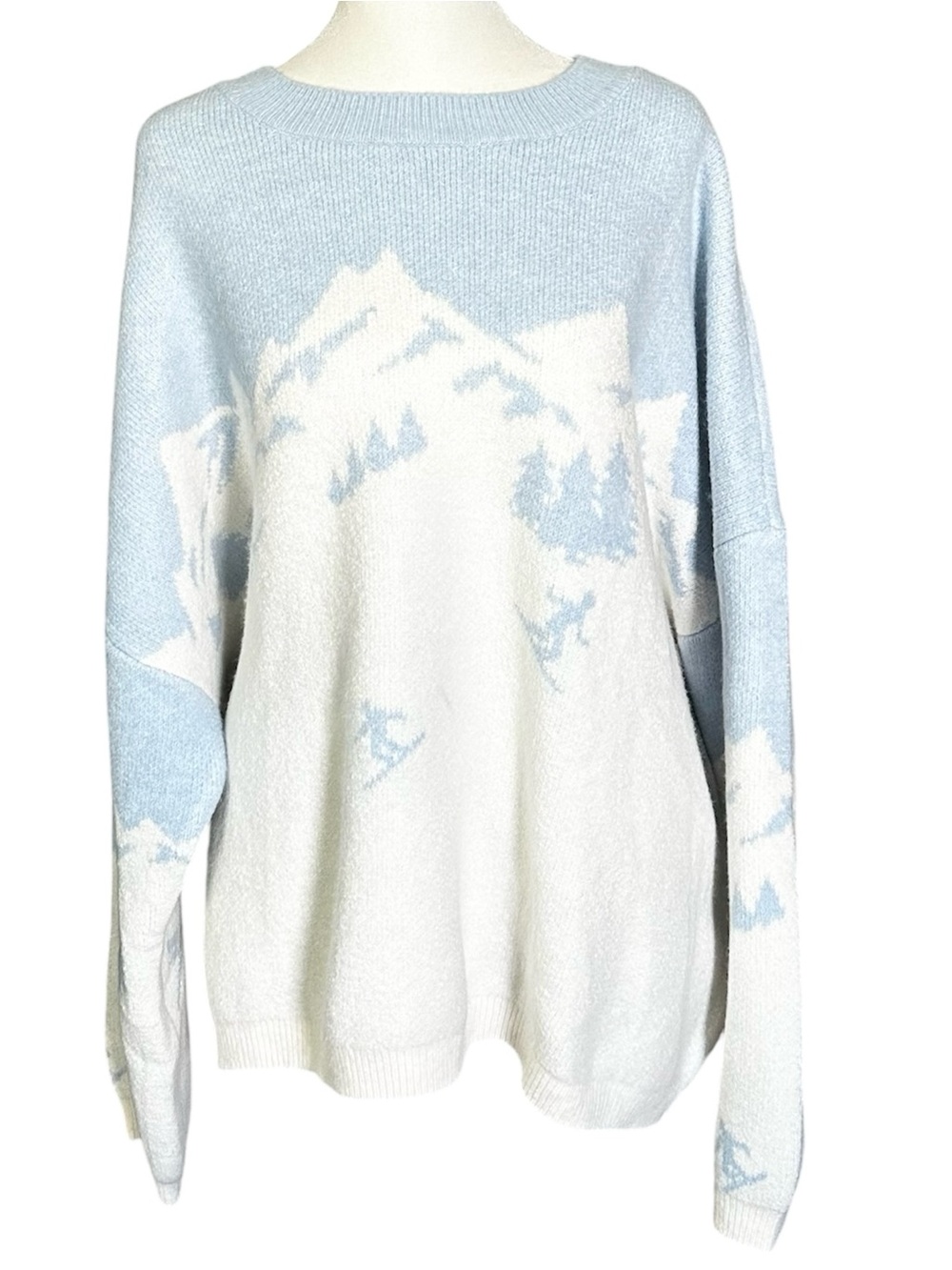 LOFT Mountain Ski Sweater Long Sleeve Snow Mountain Design Blue Size XL